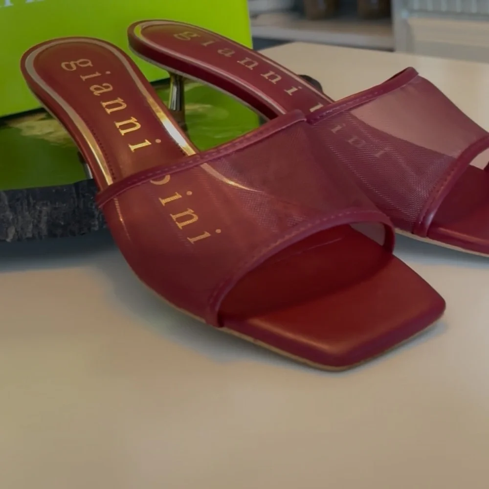 Gianni Bibi Kitti Mesh Square Toe Kitten Heel Dress Slides - Picture 3 of 12